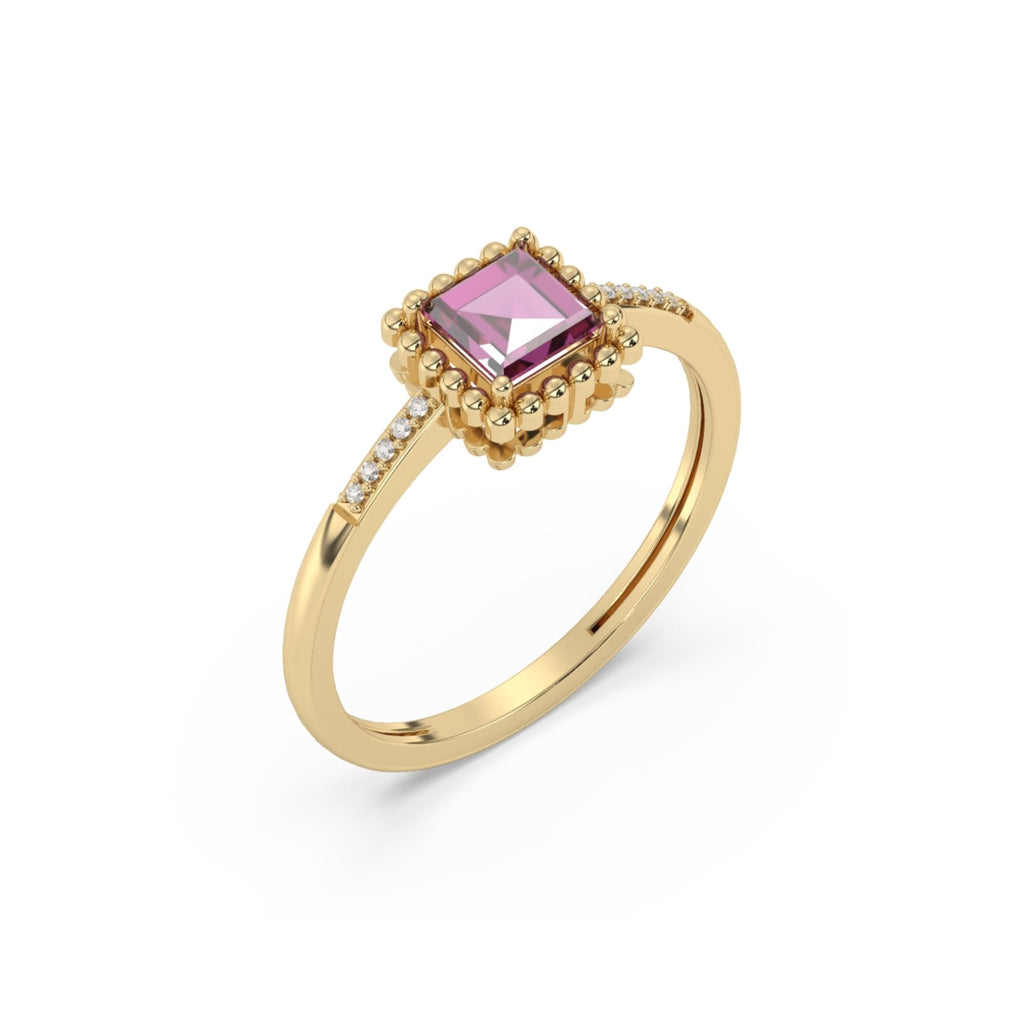 Diamant-Ring Dubai mit Rhodolite mit ca. 0,70 Karat, Gold 375, handgefertigt - Kudia-Shop