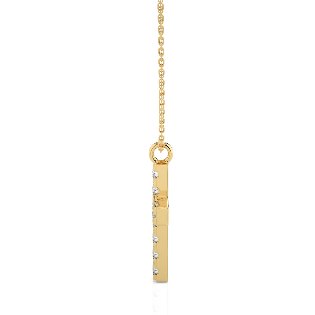 Collier Kapstadt mit Diamantkreuz-Anhänger, 11 weiße Brillanten mit ca. 0,09 Karat , Gold 585, handgefertigt - Kudia-Shop