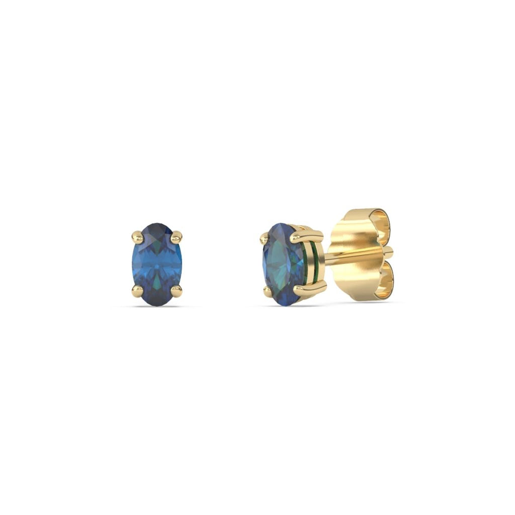 Topas-Ohrstecker Ko Samui, zwei London Blue Topas mit ca. 0,56 Karat, Gold 375, handgefertigt - Kudia-Shop