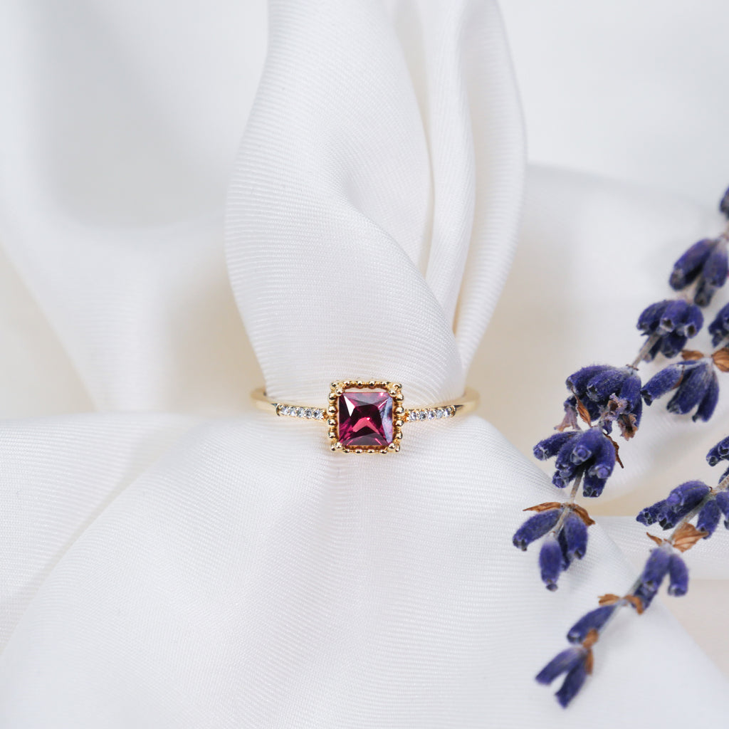 Diamant-Ring Dubai mit Rhodolite mit ca. 0,70 Karat, Gold 375, handgefertigt - Kudia-Shop