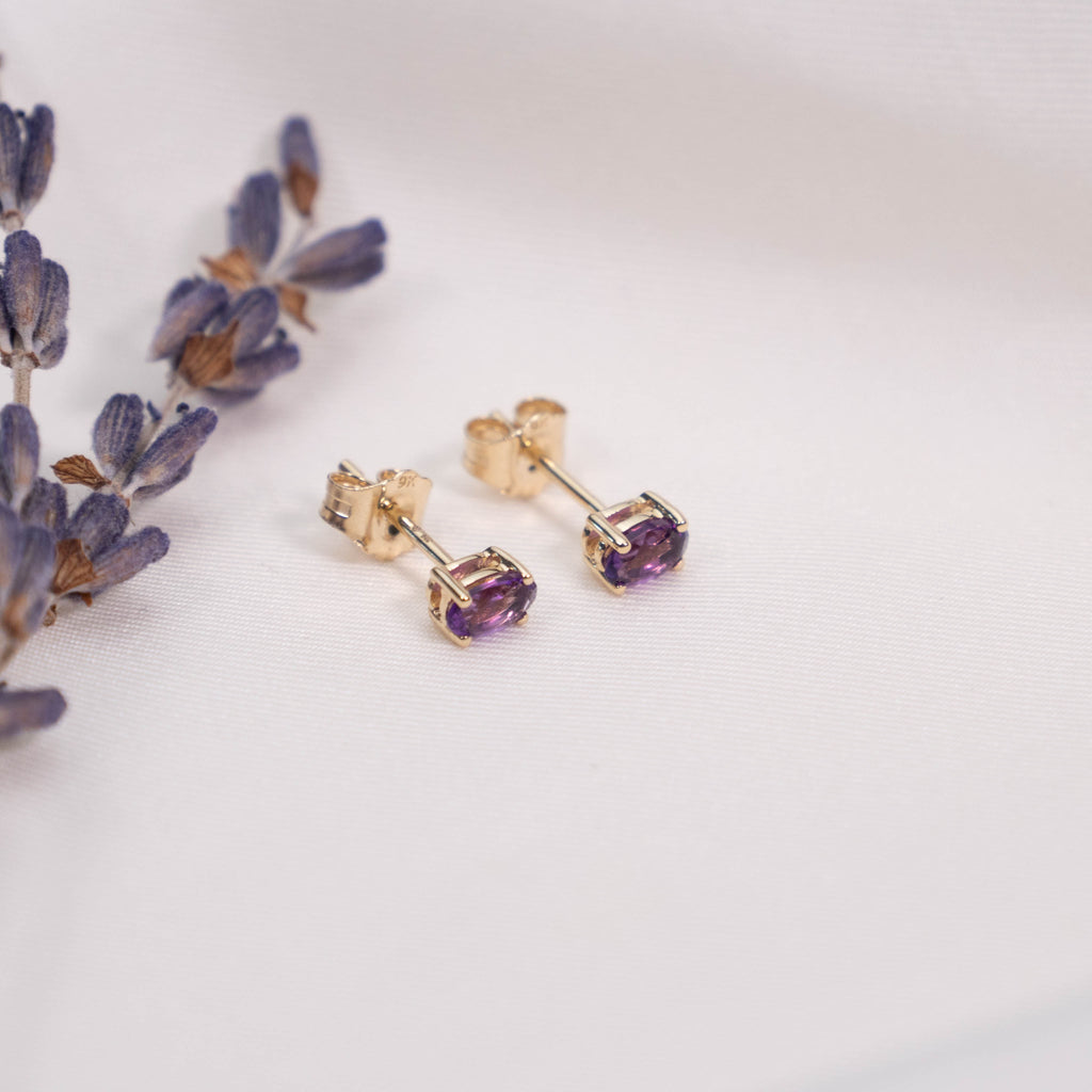 Amethyst-Ohrstecker Phuket, zwei Amethyste mit ca. 0,50 Karat, Gold 375, handgefertigt - Kudia-Shop