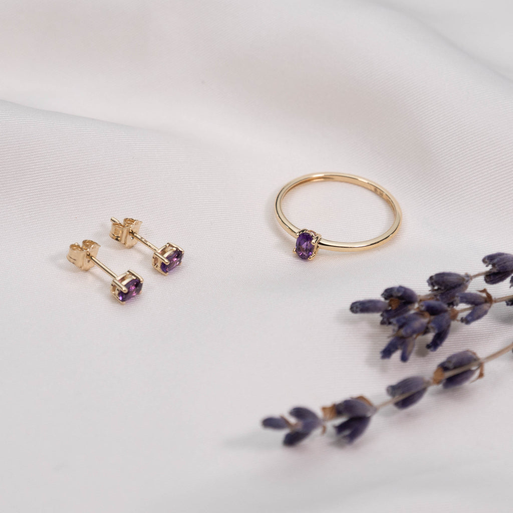 Amethyst-Ohrstecker Phuket, zwei Amethyste mit ca. 0,50 Karat, Gold 375, handgefertigt - Kudia-Shop