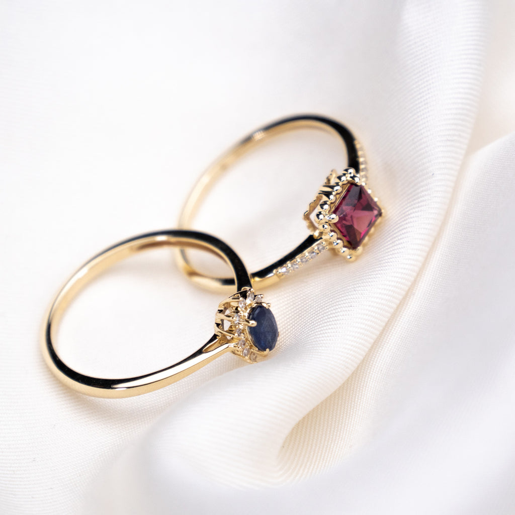 Diamant-Ring Dubai mit Rhodolite mit ca. 0,70 Karat, Gold 375, handgefertigt - Kudia-Shop